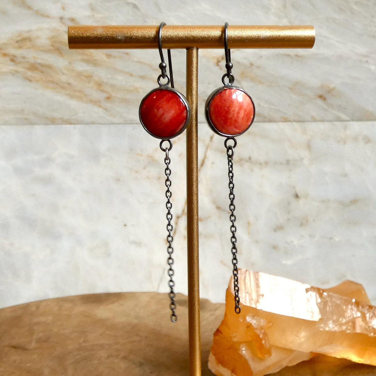 Spiny Oyster Chain Earrings | Sterling Silver