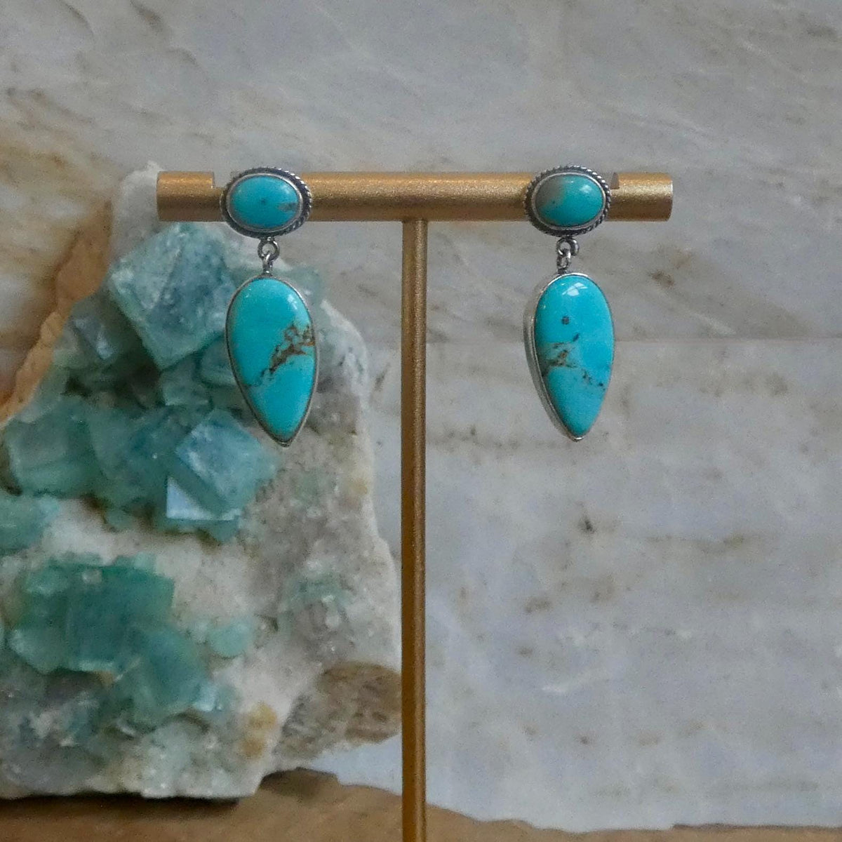 Turquoise Post Drop Earrings | Sterling Silver | Choose Your Pair