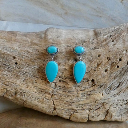 Turquoise Post Drop Earrings | Sterling Silver | Choose Your Pair