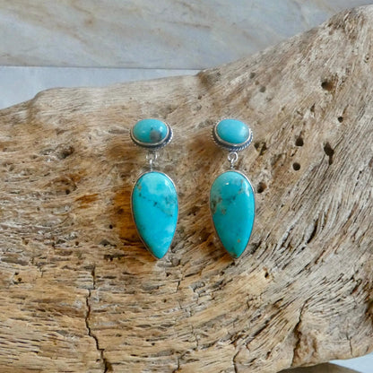 Turquoise Post Drop Earrings | Sterling Silver | Choose Your Pair