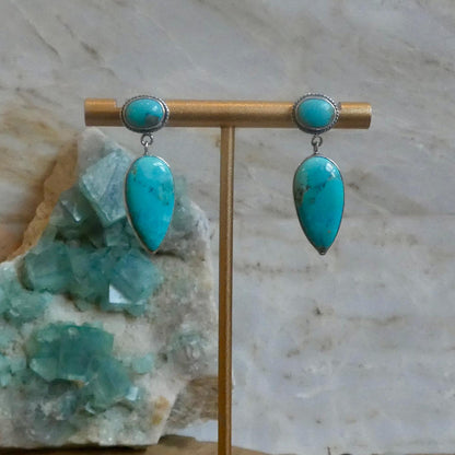 Turquoise Post Drop Earrings | Sterling Silver | Choose Your Pair