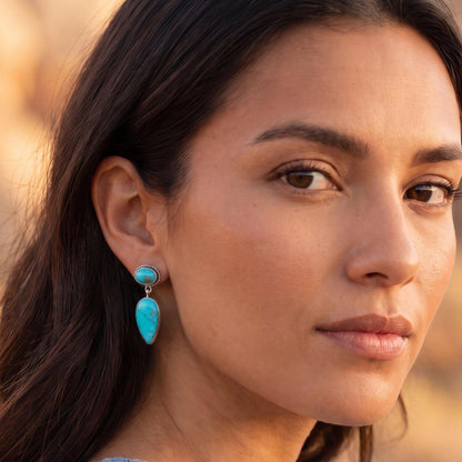 Turquoise Post Drop Earrings | Sterling Silver | Choose Your Pair