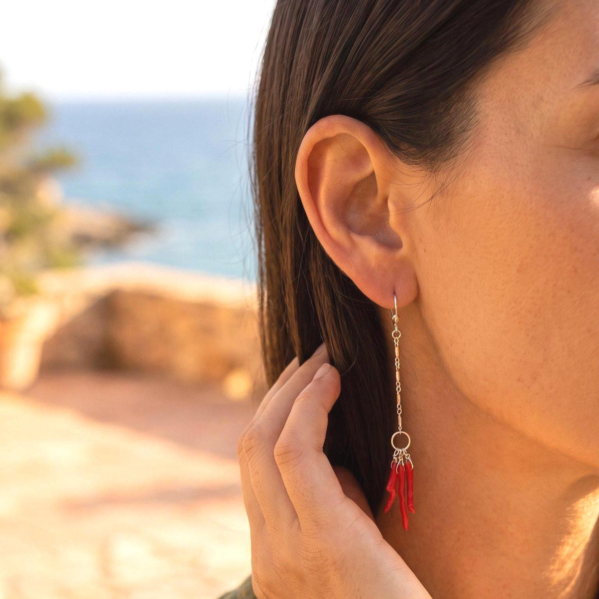Mediterranean Coral Earrings | Sterling Silver | Ethically Sourced