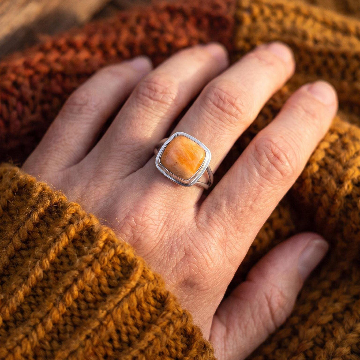 Spiny Oyster Square Ring | Sterling Silver