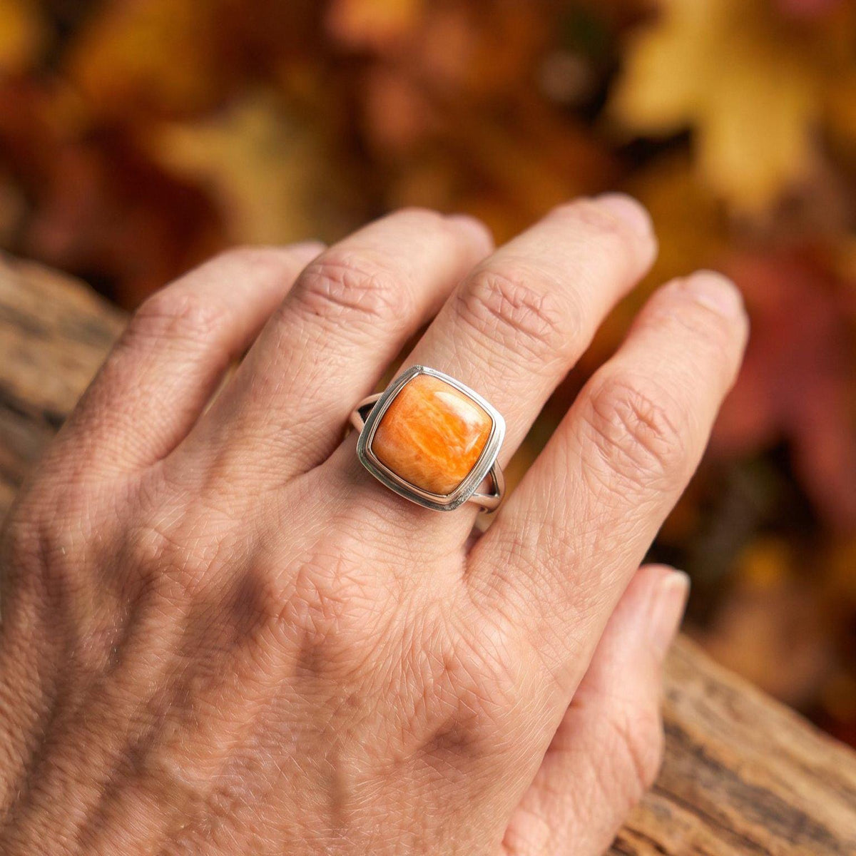 Spiny Oyster Square Ring | Sterling Silver