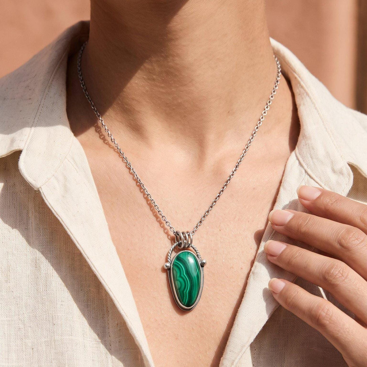 Malachite CUSTOM Boho Pendant | Sterling Silver