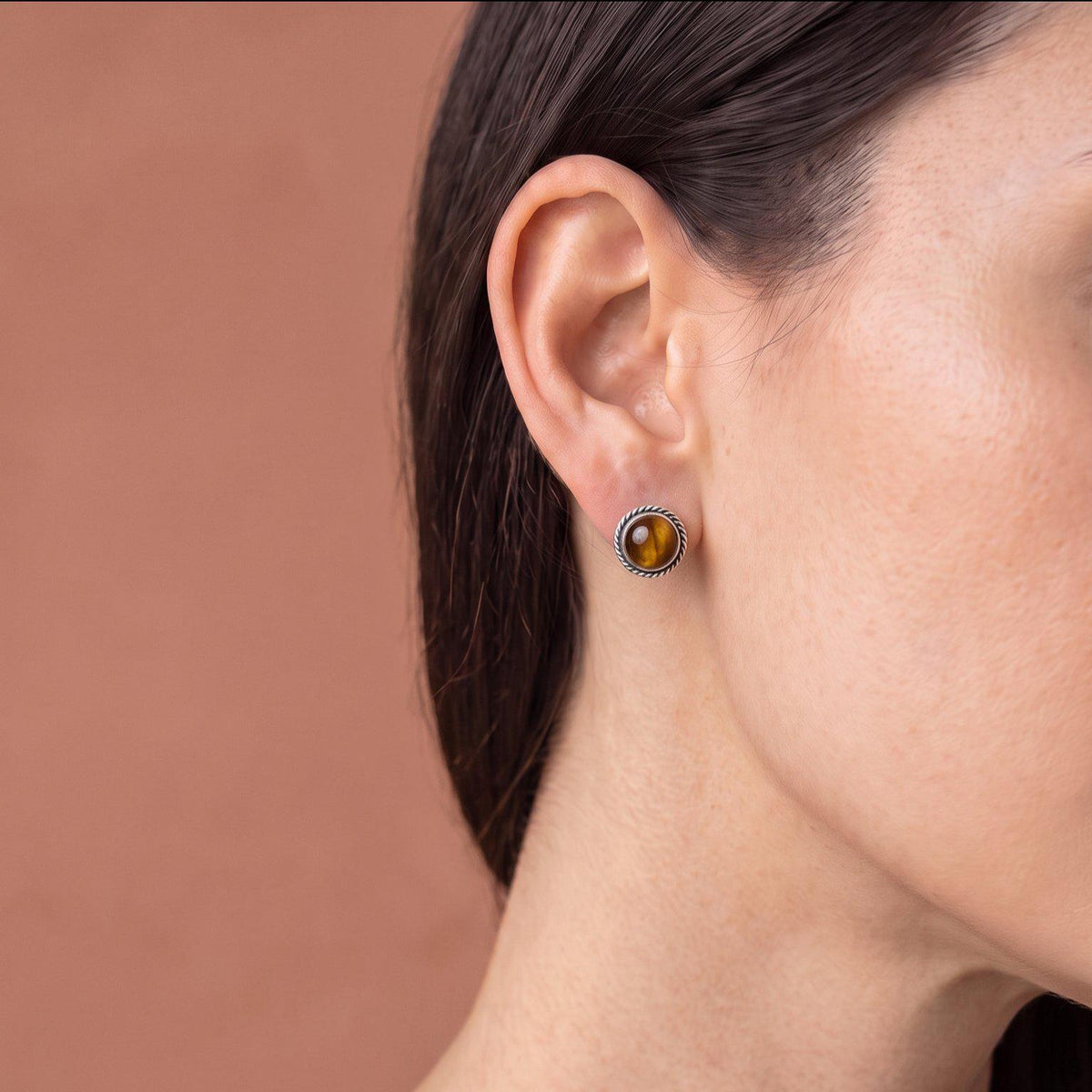 Tiger's Eye Posts - Sterling Silver