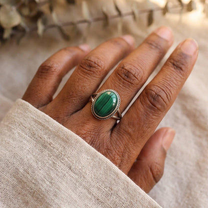 Malachite Boho Ring | Sterling Silver | Choose Your Stone