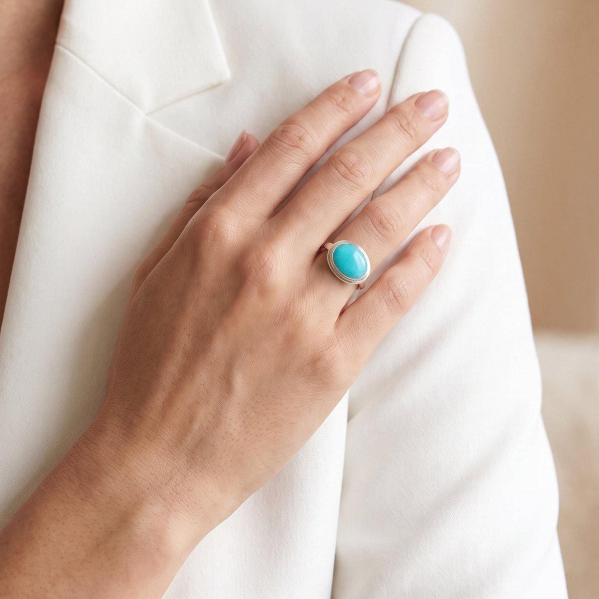 Amazonite East West Oval Ring | Sterling Silver