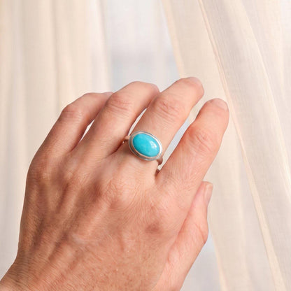 Amazonite East West Oval Ring | Sterling Silver