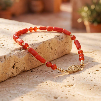 Mediterranean Red Coral Bracelet | 14K Gold Filled Clasp