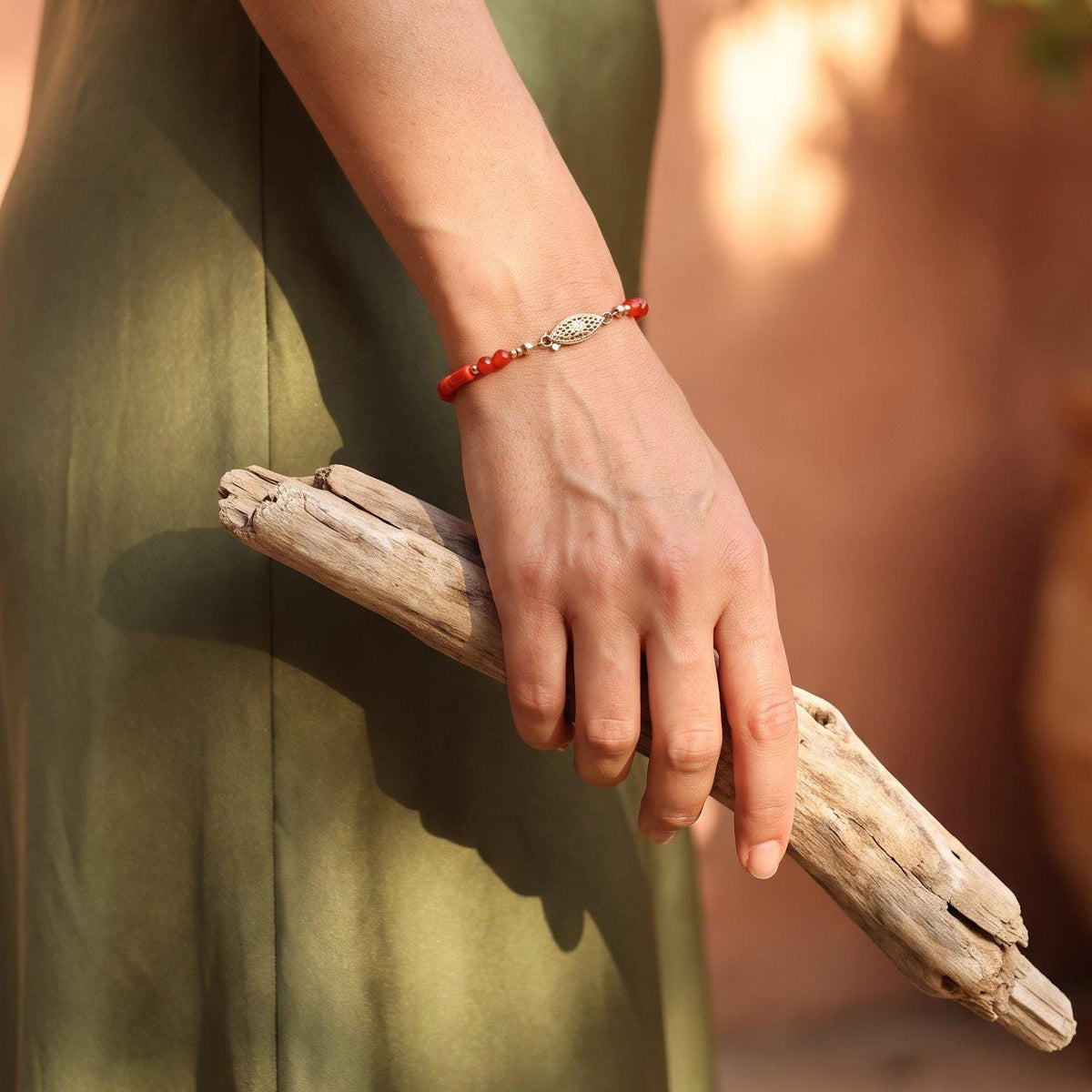 Mediterranean Red Coral Bracelet | 14K Gold Filled Clasp