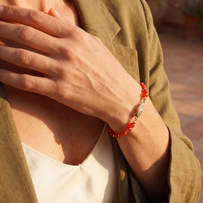 Mediterranean Red Coral Bracelet | 14K Gold Filled Clasp