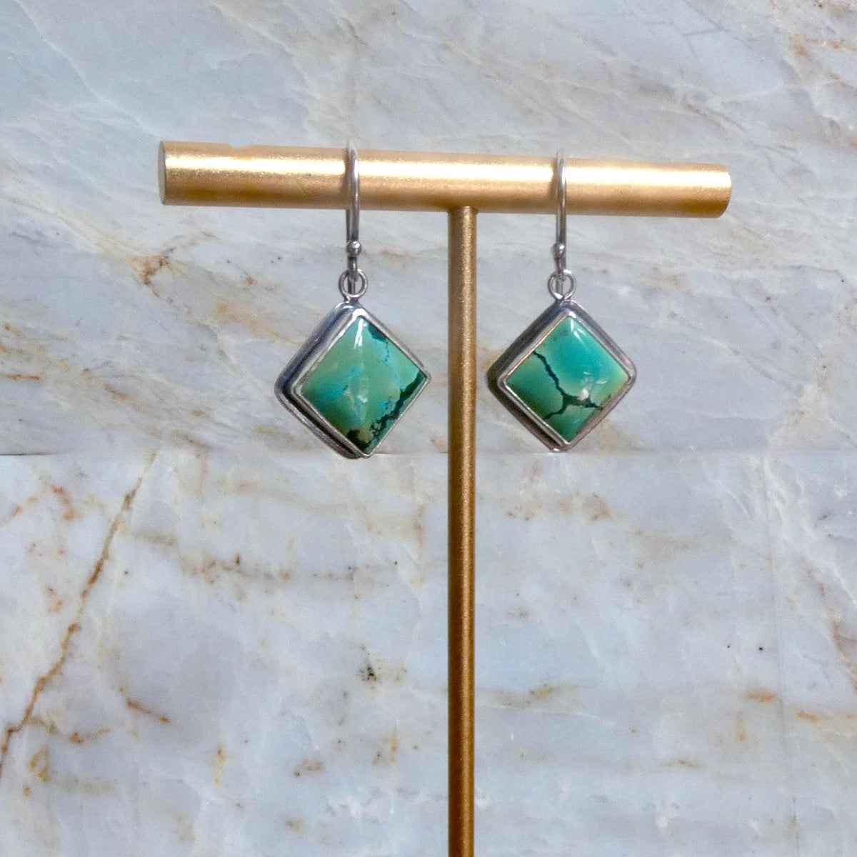 American Turquoise Drop Earrings | Sterling Silver | Old Stock Turquoise