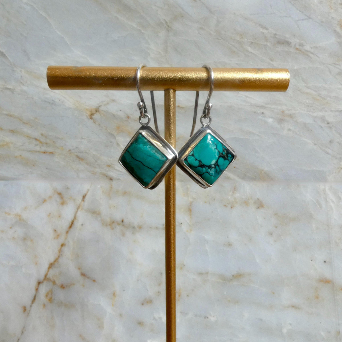 American Turquoise Drop Earrings | Sterling Silver | Old Stock Turquoise