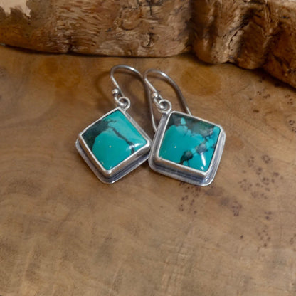 American Turquoise Drop Earrings | Sterling Silver | Old Stock Turquoise