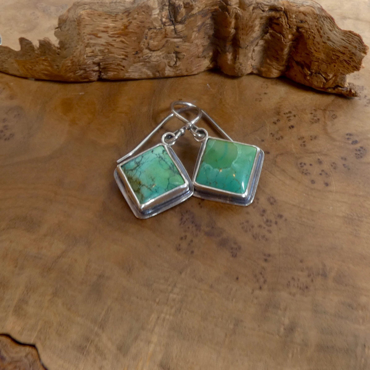 American Turquoise Drop Earrings | Sterling Silver | Old Stock Turquoise