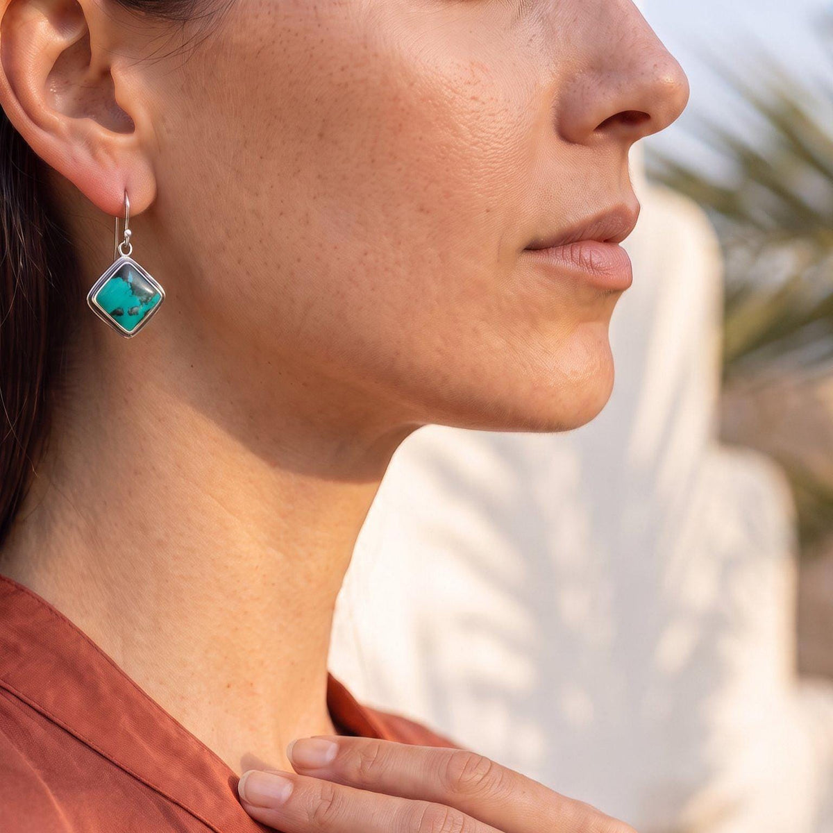 American Turquoise Drop Earrings | Sterling Silver | Old Stock Turquoise