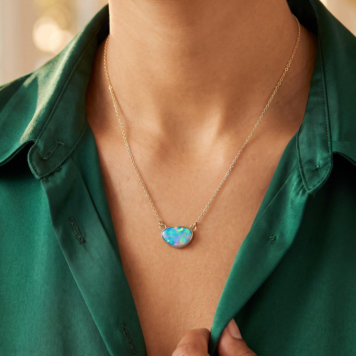 Opal Necklace | 14 KT Gold