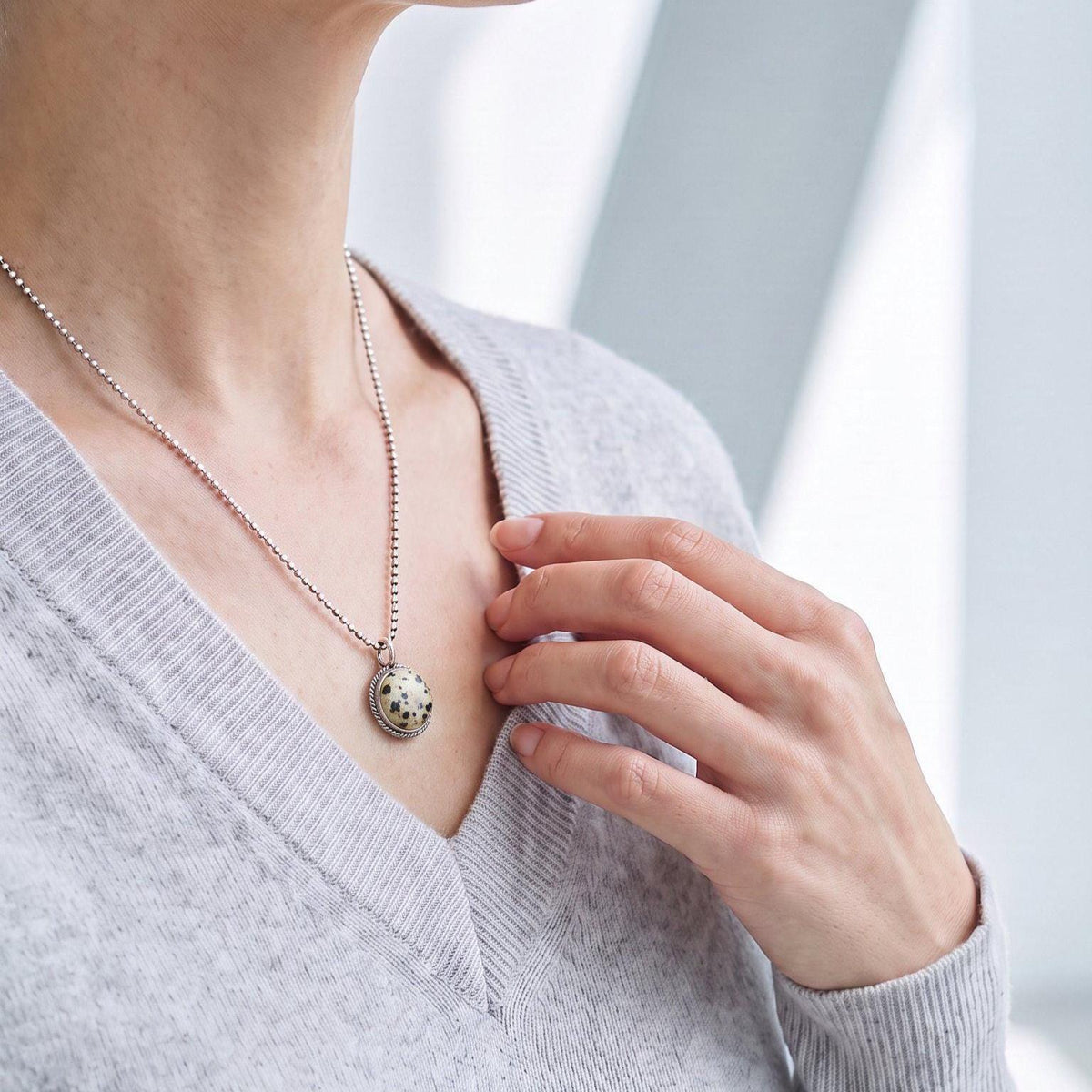 Dalmatian Jasper Pendant Charm | Sterling Silver