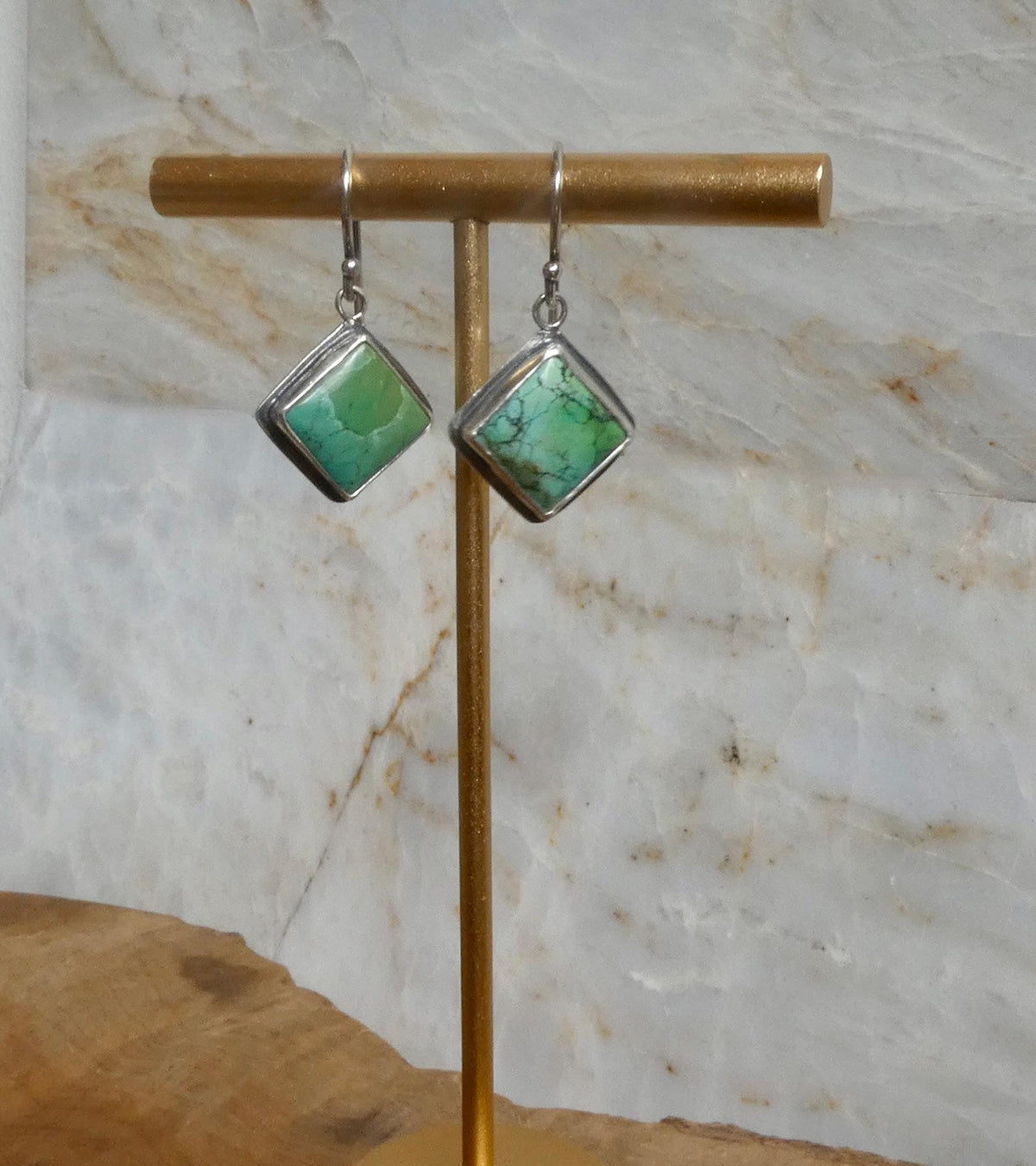 American Turquoise Drop Earrings | Sterling Silver | Old Stock Turquoise
