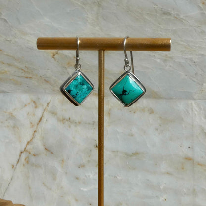 American Turquoise Drop Earrings | Sterling Silver | Old Stock Turquoise