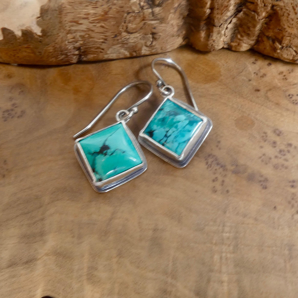 American Turquoise Drop Earrings | Sterling Silver | Old Stock Turquoise