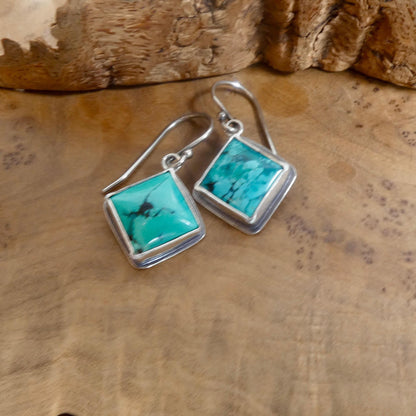 American Turquoise Drop Earrings | Sterling Silver | Old Stock Turquoise