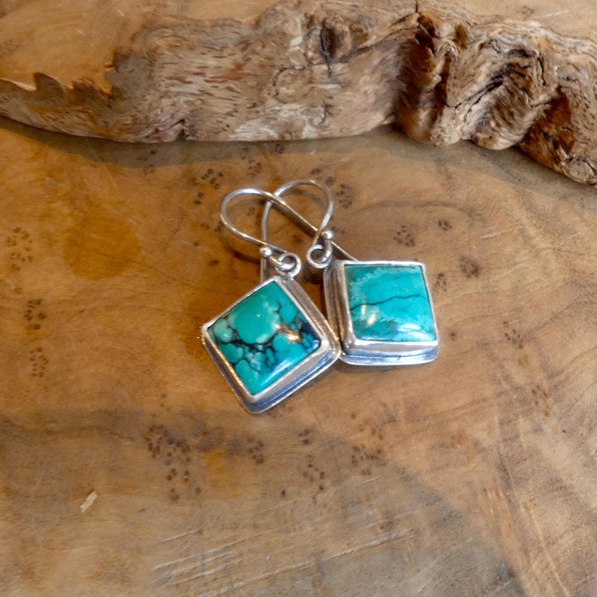 American Turquoise Drop Earrings | Sterling Silver | Old Stock Turquoise
