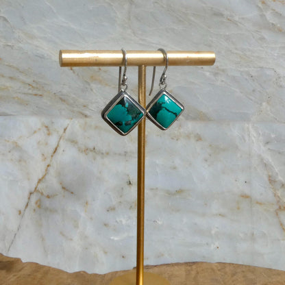 American Turquoise Drop Earrings | Sterling Silver | Old Stock Turquoise