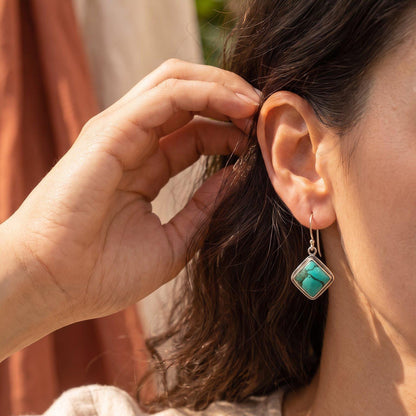 American Turquoise Drop Earrings | Sterling Silver | Old Stock Turquoise