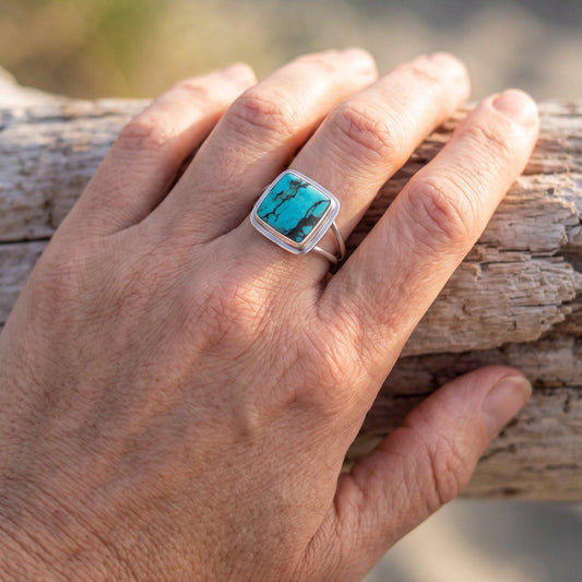 Turquoise Square Ring | Sterling Silver | Choose Your Stone