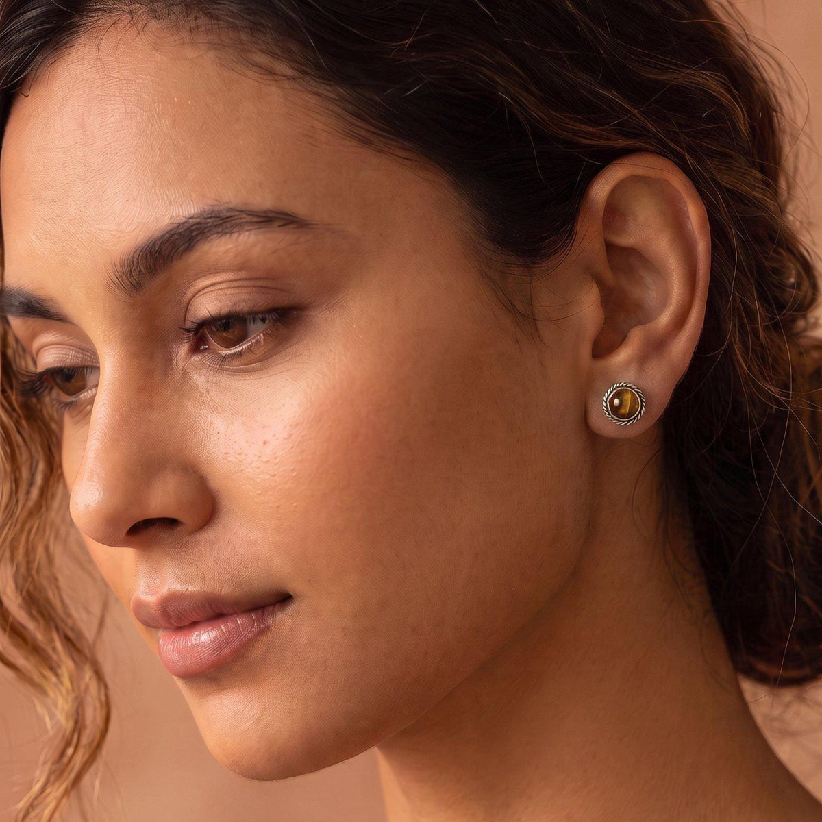 Tigers Eye Traditional Posts | Sterling Silver | 6mm stones