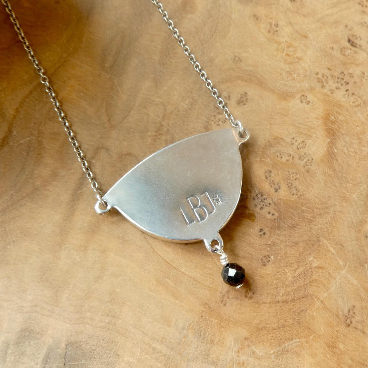 Abalone Y Pendant with Black Tourmaline | Sterling Silver