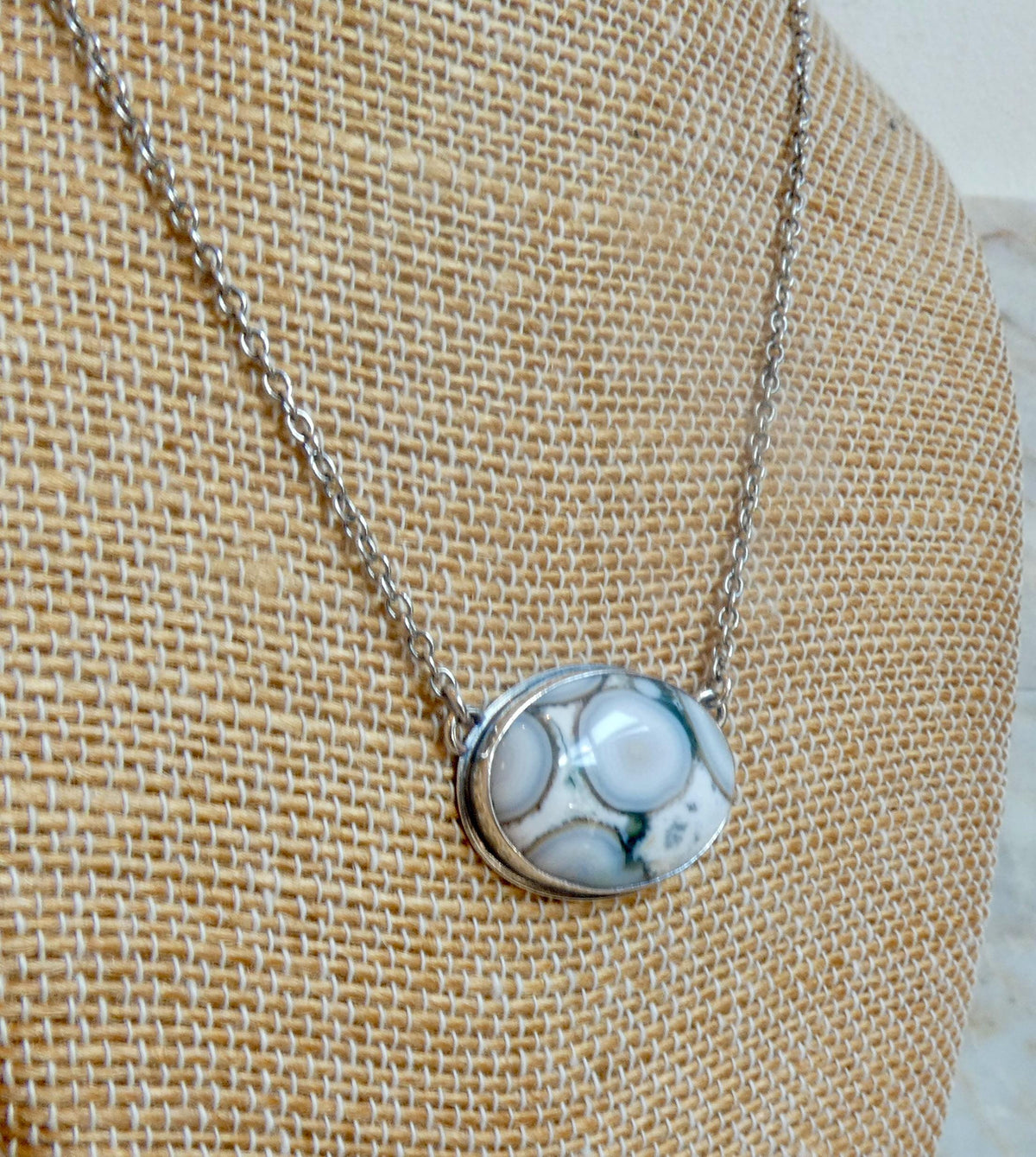 Ocean Jasper East-West Pendant Necklace | Sterling Silver | 18X24 Stone