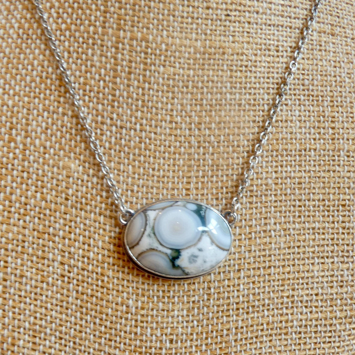 Ocean Jasper East-West Pendant Necklace | Sterling Silver | 18X24 Stone