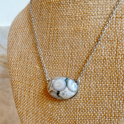 Ocean Jasper East-West Pendant Necklace | Sterling Silver | 18X24 Stone
