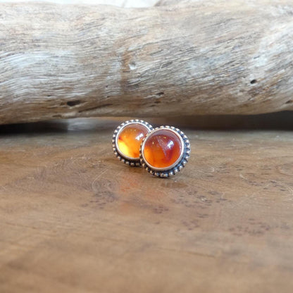 Carnelian Posts | Sterling Silver | 7mm Stone