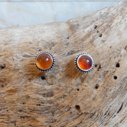 Carnelian Posts | Sterling Silver | 7mm Stone
