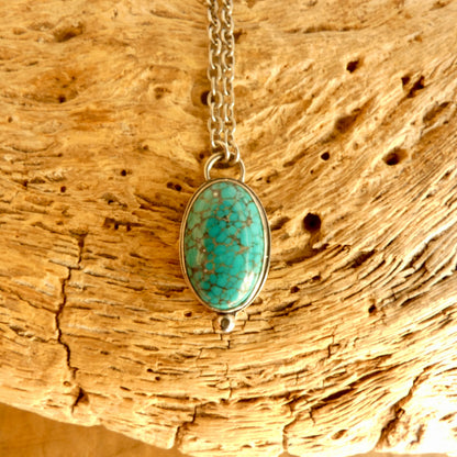 Hubei Turquoise Oval Pendant Necklace | Sterling Silver