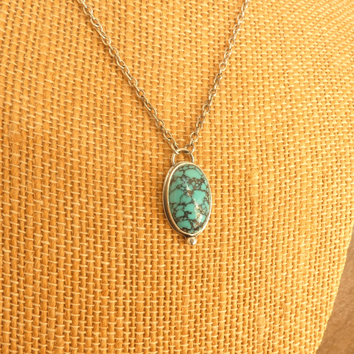 Hubei Turquoise Oval Pendant Necklace | Sterling Silver