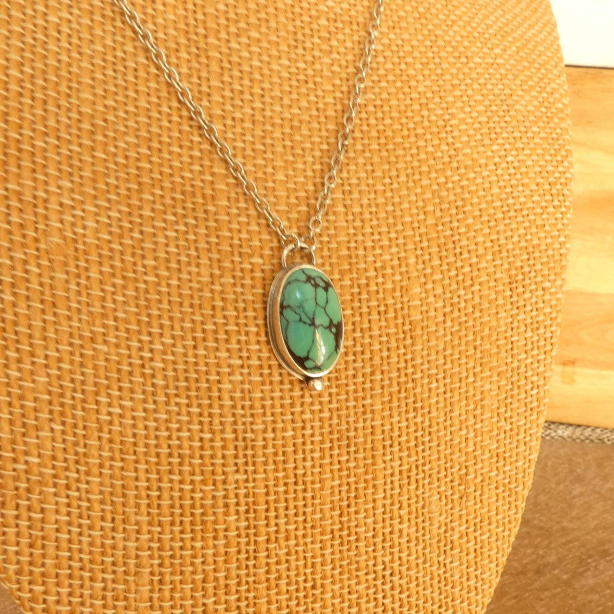 Hubei Turquoise Oval Pendant Necklace | Sterling Silver