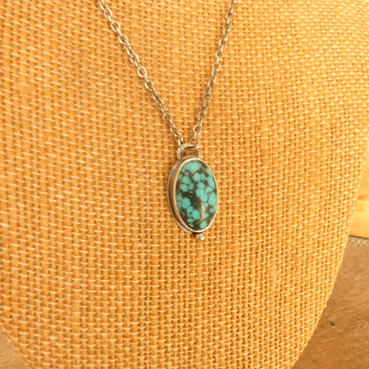 Hubei Turquoise Oval Pendant Necklace | Sterling Silver