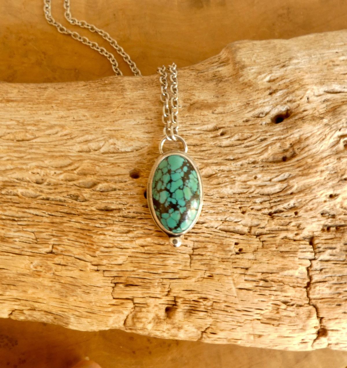 Hubei Turquoise Oval Pendant Necklace | Sterling Silver
