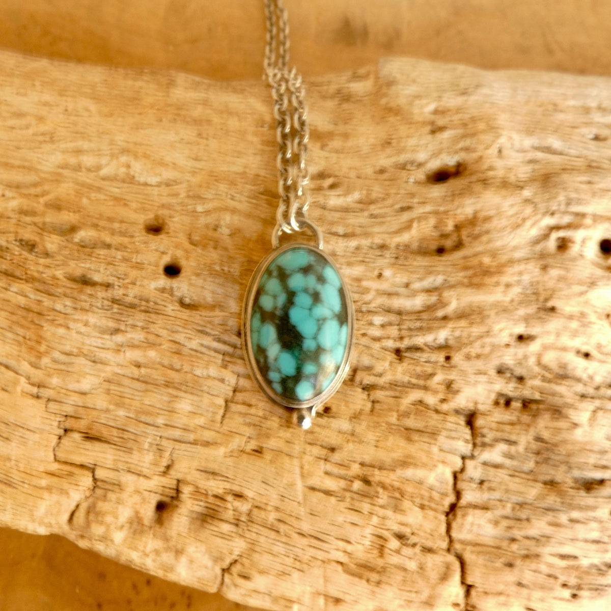 Hubei Turquoise Oval Pendant Necklace | Sterling Silver