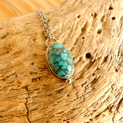 Hubei Turquoise Oval Pendant Necklace | Sterling Silver