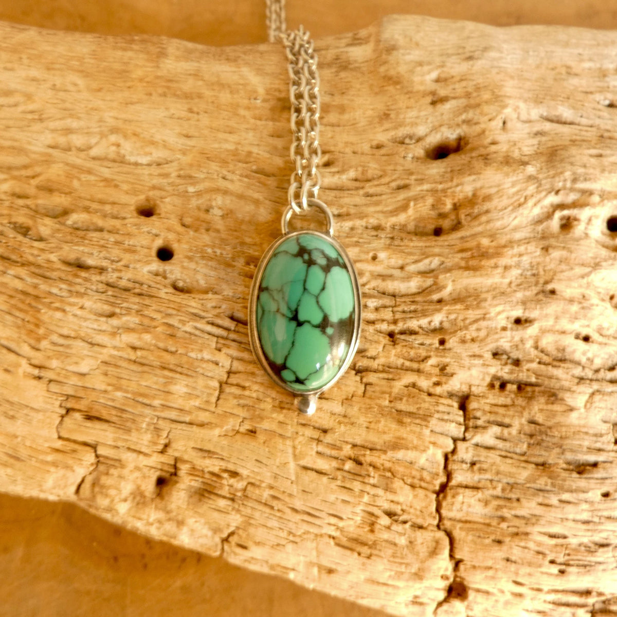 Hubei Turquoise Oval Pendant Necklace | Sterling Silver