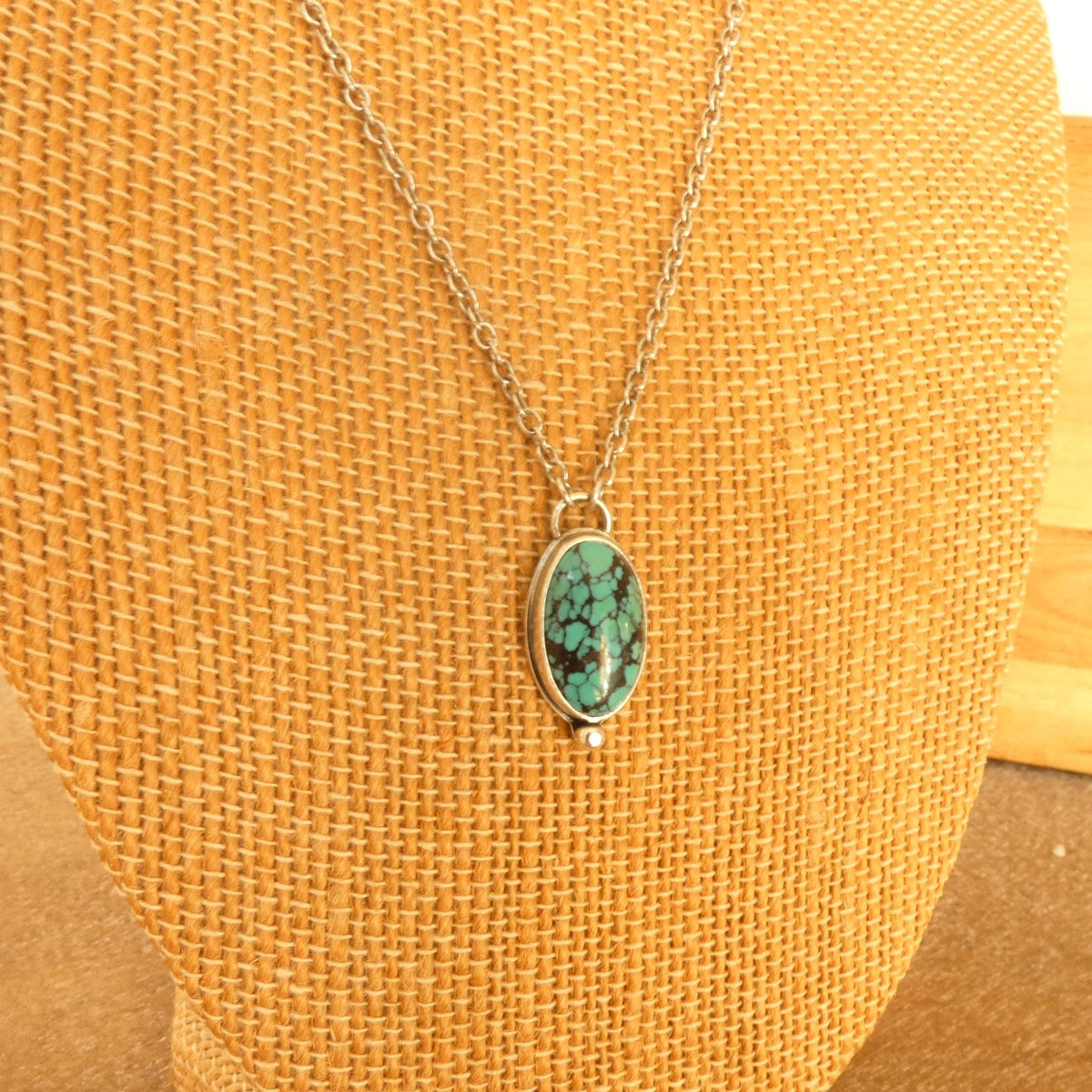 Hubei Turquoise Oval Pendant Necklace | Sterling Silver
