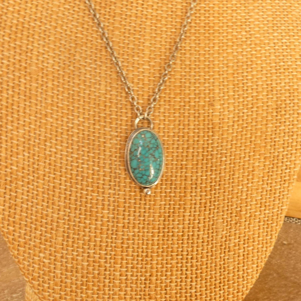 Hubei Turquoise Oval Pendant Necklace | Sterling Silver