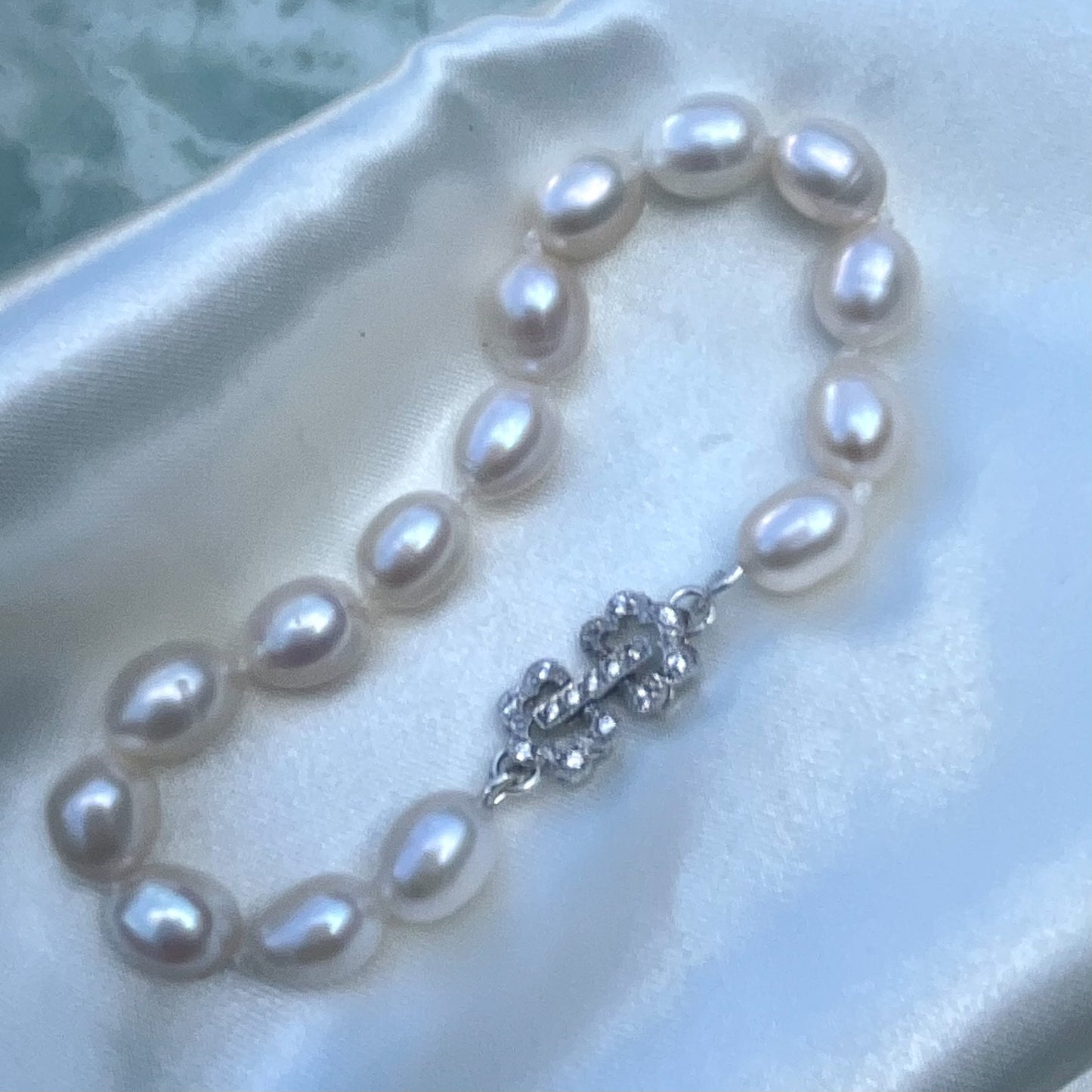 Freshwater Rice Pearl Knotted Bracelet - Your Choice of Clasp - Handcrafted Sterling Silver Jewelry by Linda Blackbourn